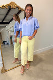 Satin V Neck Puff Sleeve Blouse Lavender