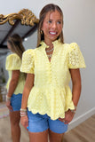 Eyelet Evening Top Yellow