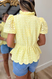 Eyelet Evening Top Yellow