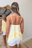 Loving Life Lace Tank Yellow