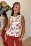 THML Fall Floral Peplum Top