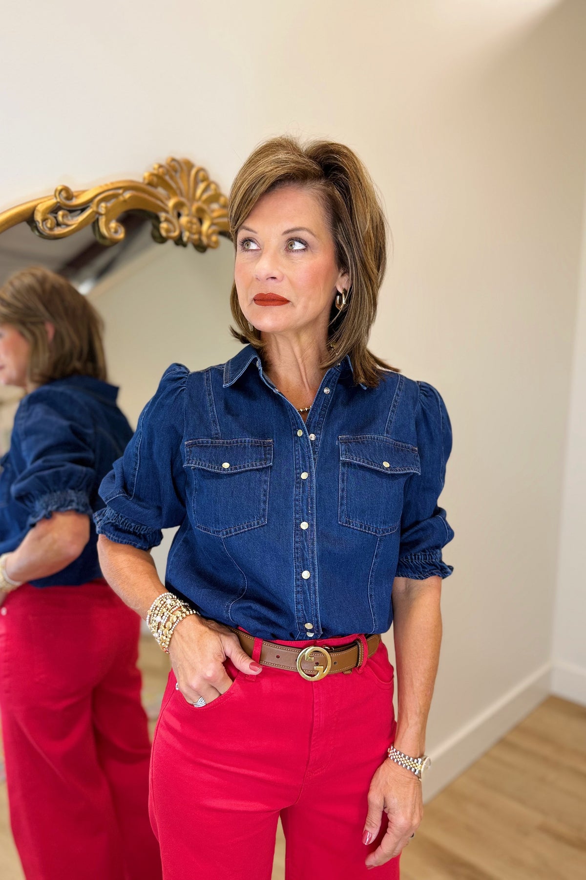 Dear John Antonia Denim Blouse Cobalt