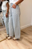 Striped Barrel Cotton Pants Olive