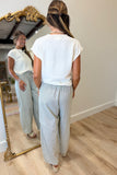 Striped Barrel Cotton Pants Olive