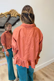 Alissa Ruffle Hem Top Rust
