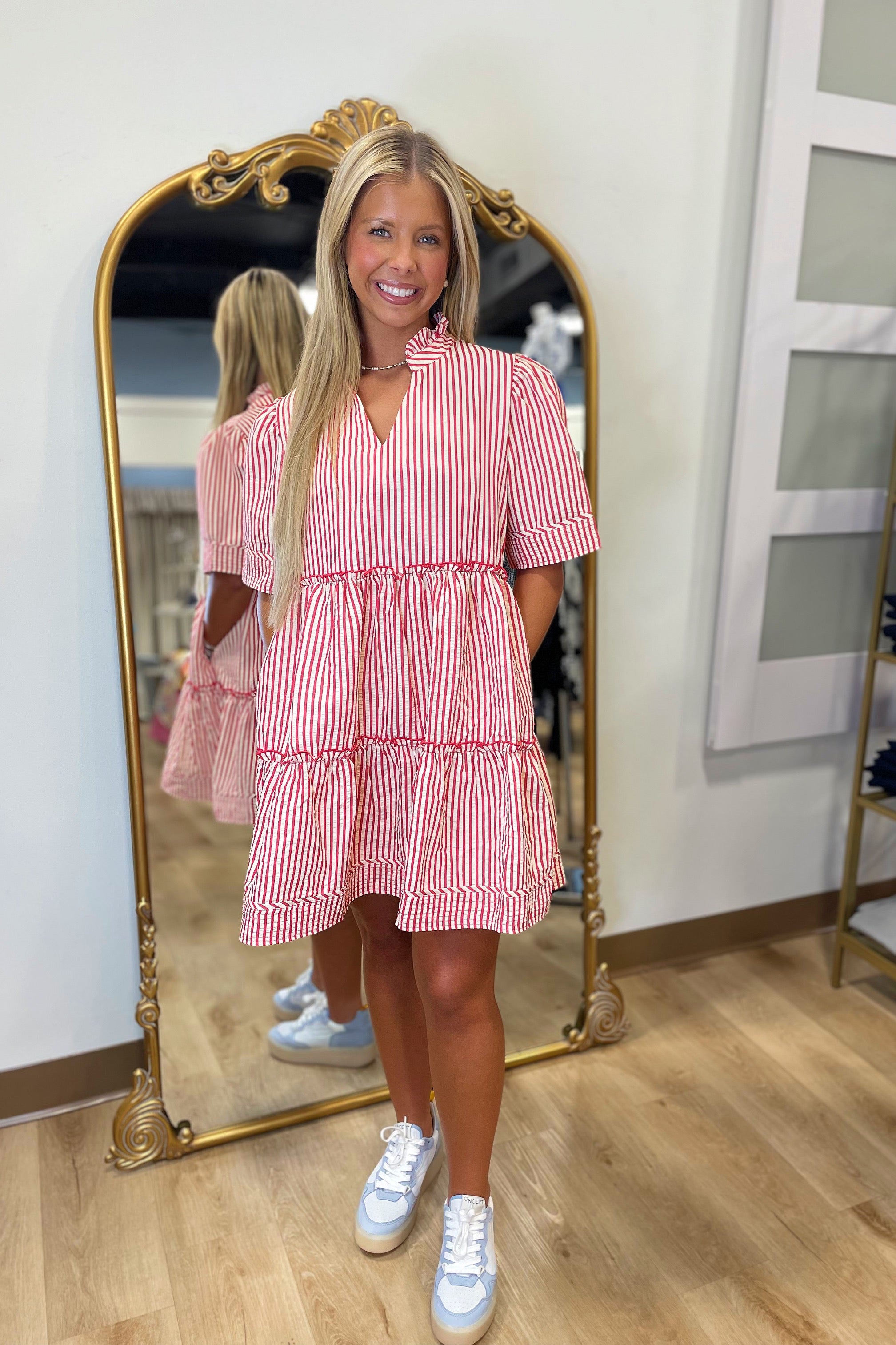 Season for Stripes Dress Red