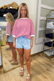 Double Pleat Denim Shorts