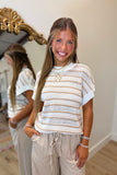 ELAN Sand Stripe Sleeveless Sweater