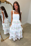 Florals Forever Tie Midi Dress White