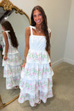 Florals Forever Tie Midi Dress White