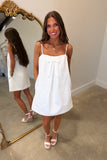 Commencement Sqaure Neck Bow Dress White