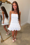 Honeymooning Floral Dropwaist Eyelet Dress White
