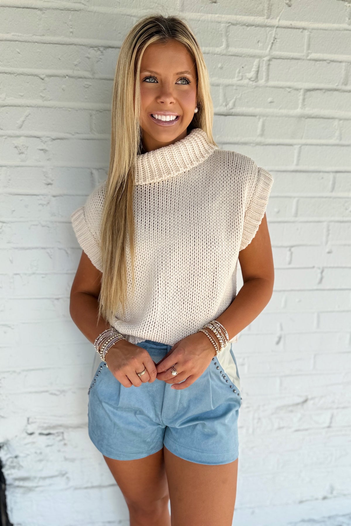 Cropped Turtleneck Sweater Top Ecru RESTOCK
