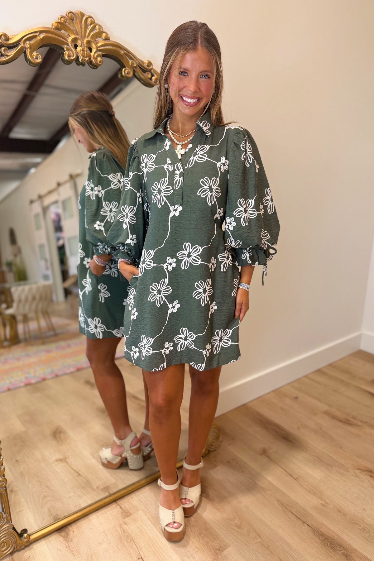 Garden of Love Dress Olive