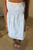 Azure Blossom Jacquard Dress