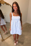 Azure Blossom Jacquard Dress