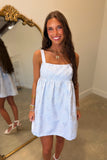 Azure Blossom Jacquard Dress