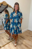 Harvest Hues Floral Dress Teal