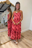Floral Fever Teared Maxi Dress Rust