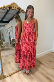 Floral Fever Teared Maxi Dress Rust
