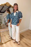 Bloom Haven Top Teal