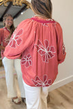 Umgee Falling Flowers Blouse Brick