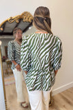Luxury Safari Zebra Top Olive