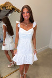 Capstone Floral Ruffle Strap Dress White