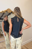 Sleeveless Mixed Lace Top Black