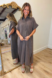 Fallon Faux Suede Dress Brown
