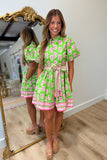 Willow Garden Belted Dress Green