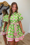 Willow Garden Belted Dress Green