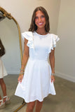 Timeless Fitted Flutter Dress White