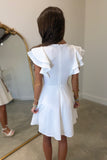 Timeless Fitted Flutter Dress White