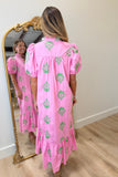 Island Time Puff Sleeve Midi Dress Pink