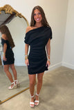Luxe Banquet Off the Shoulder Dress Black