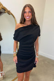 Luxe Banquet Off the Shoulder Dress Black