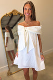 Bow Behavior Off the Shoulder Dress White