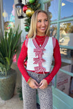 Candy Cane Cutie Pearl Sweater Vest Cream
