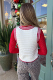 Candy Cane Cutie Pearl Sweater Vest Cream