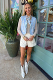Iced Sky Embroidered Vest Blue