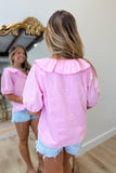 Collar Frills Top Pink