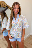 Posing in Prints Wavy Trim Top