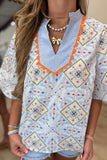 Posing in Prints Wavy Trim Top