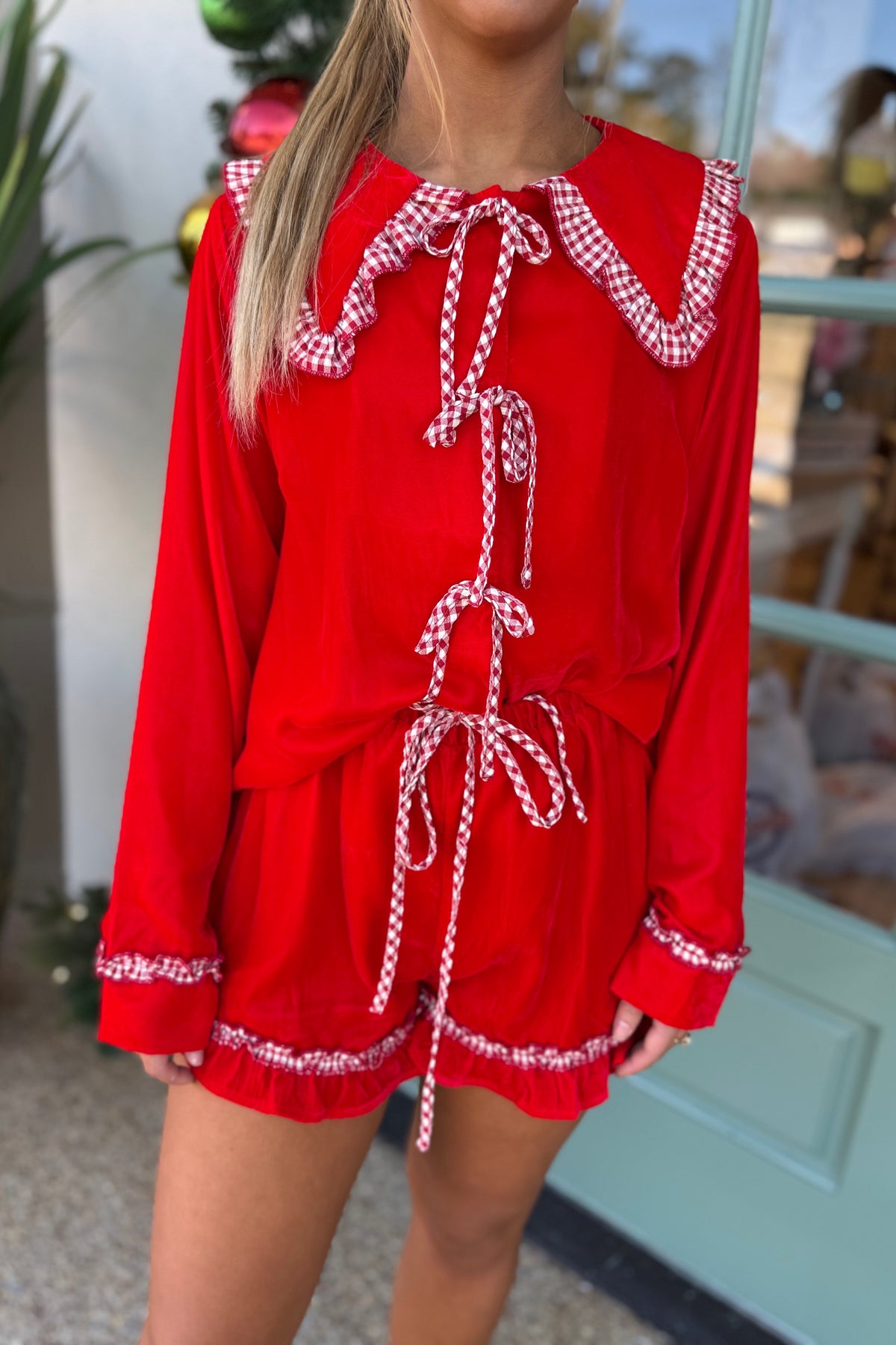 Peppermint Pop Velvet Pj Set