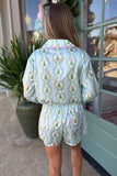 Bows & Trees Satin Pj Set Blue