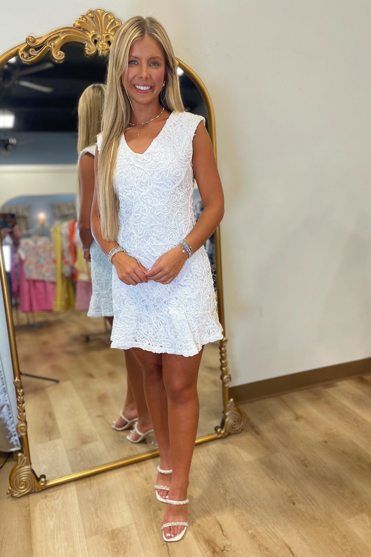 Pearl Moment Lace Dress White