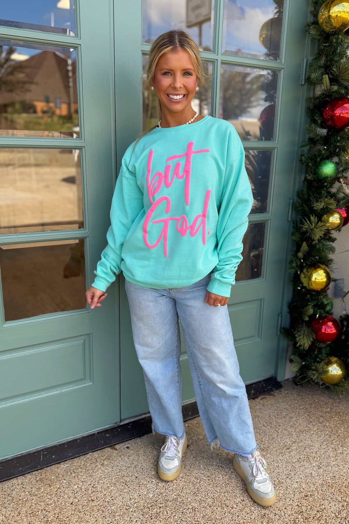 But God Puff Sweatshirt Mint