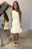 Noble Evening Cowl Neck Dress Yellow