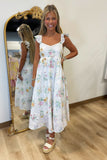 Garden Windowpane Dress Ivory